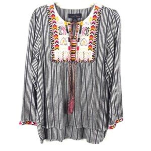 Brandon Thomas Colorful embroidered pheasant tunic
